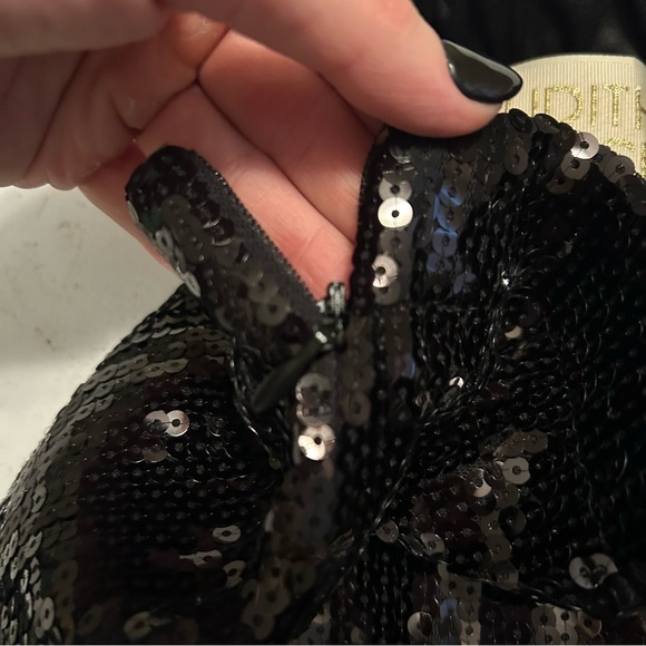 Judith March Black Sequin Skirt with Feather Trim - Picture 4 of 6